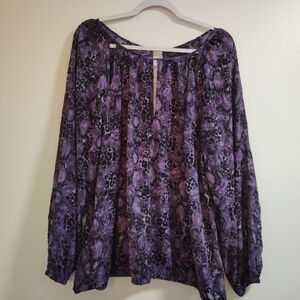 Lane Bryant Purple Snake Print Women's Top Size 20